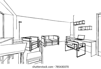 interior design vector sketch