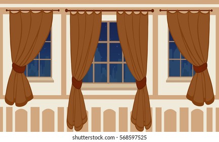 Interior design of windows in urban apartment