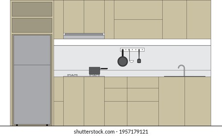 Interior Design Wood Kitchen Set