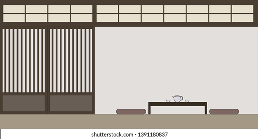 interior design,empty living room  in japanese style,vector