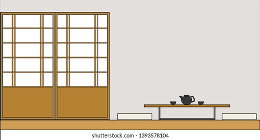 interior design,empty living room  in japanese style,vector