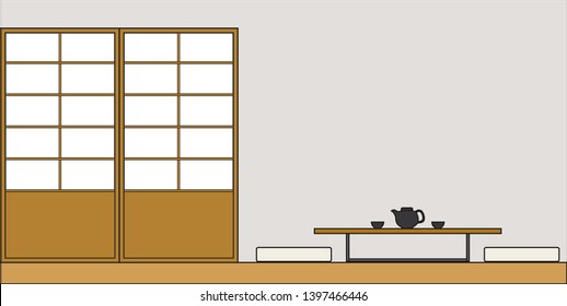 interior design,empty living room  in japanese style,vector