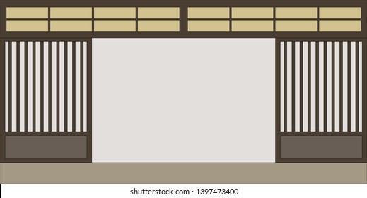 Interior Design,empty Living Room  In Japanese Style,vector