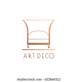 Interior designer brand identity. Armchair line logo. Luxury art deco style furniture sign.