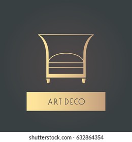 Interior designer brand identity. Armchair line logo. Luxury art deco style furniture sign.