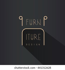 Interior Designer Brand Identity. Chair Line Logo. Word In Logo Can Be Replaced By Appropriate Brand Name. Business Card Template Included.