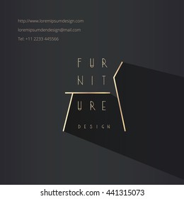 Interior designer brand identity. Chair line logo. Word in logo can be replaced by appropriate brand name. Business card template included.