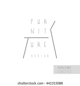 Interior Designer Brand Identity. Chair Line Logo. Word In Logo Can Be Replaced By Appropriate Brand Name. Business Card Template Included.