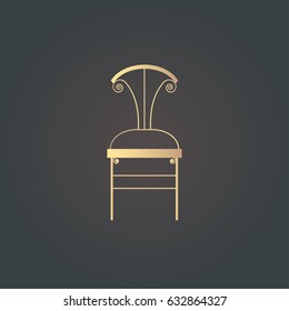 Interior Designer Brand Identity. Chair Line Logo. Luxury Art Deco Style Furniture Sign.