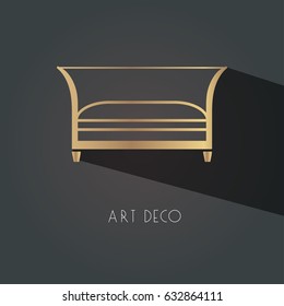 Interior Designer Brand Identity. Sofa Line Logo. Luxury Art Deco Style Furniture Sign.