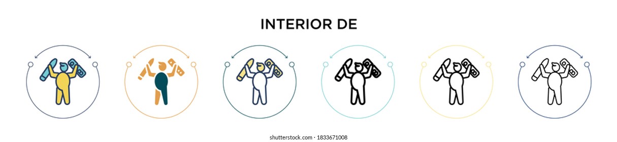 Interior designer icon in filled, thin line, outline and stroke style. Vector illustration of two colored and black interior designer vector icons designs can be used for mobile, ui, web