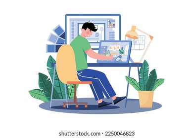 Interior Designer Illustration concept on white background