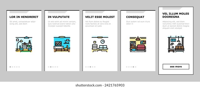 interior designer office onboarding mobile vector architect project, designer architecture, house plan, drawing creative, meeting interior designer office illustrations