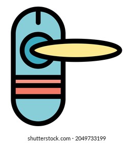 Interior door handle icon. Outline interior door handle vector icon color flat isolated