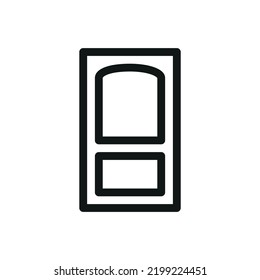 Icono aislado de puerta interior, icono vectorial de puerta de madera de habitación con trazo editable