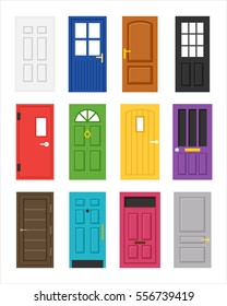 Interior Door Of Various Forms Vector Illustration Flat Design