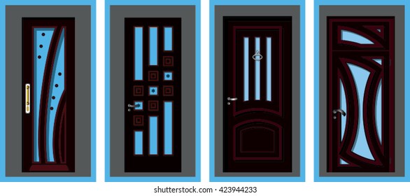 interior doors isolated on gray background