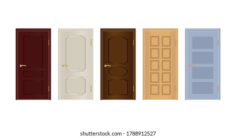 Interior doors isolated on white background. Vector.