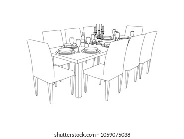 Dining Room Sketch Stock Vectors, Images & Vector Art | Shutterstock