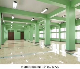 El interior del laboratorio eléctrico está pintado de verde