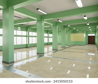 El interior del laboratorio eléctrico está pintado de verde