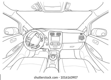 Interior of electromobile with automatic gearbox
