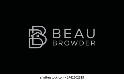 letra B elegante interior logotipo de línea B icono vectorial
