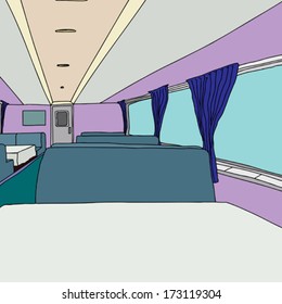 Interior of empty generic cafe car on train