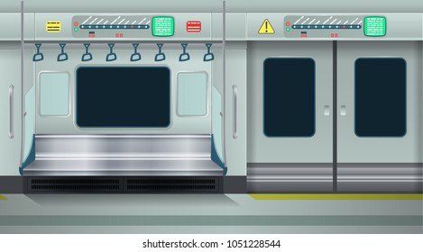 Interior empty metro. Cartoon vector illustration. Seamless background.