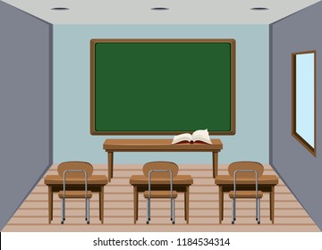 Interior empty wooden classroom  illustration