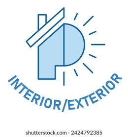 Interior or Exterior Badge Icon. Versatile Badge, Indoor and Outdoor Symbol, All Weather Icon.
