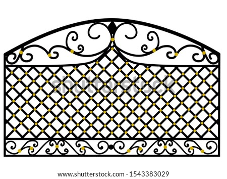 Interior and exterior design. Forged items. The fence is metal. Artistic forging..