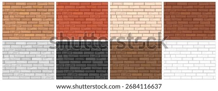 Interior or exterior of house brickwalls set. Vector architecture and urban block construction. Isolated masonry elements of building cladding. Brick texture of barrier, stone brickwork wall