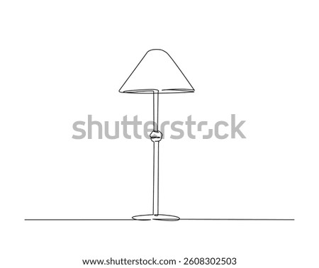 Interior floor lamp outline drawing illustration. one continuous line drawing of floor lamp.