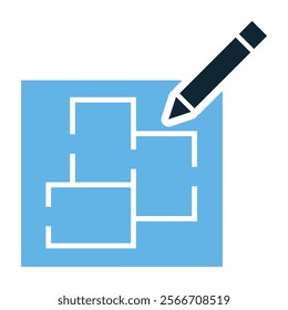 Interior Floor Plan Icon, Room Layout and House Design with Pencil Illustration for Architecture or Drafting, and Real Estate