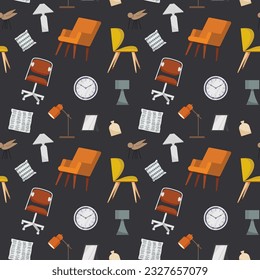 Interior furniture for the home. Vector pattern