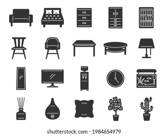 Interior furniture icon illustration set.