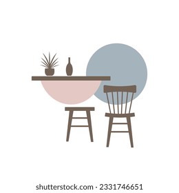 Interior furniture icon vector isolated on white background for your web and mobile app design, Table and chairs logo concept