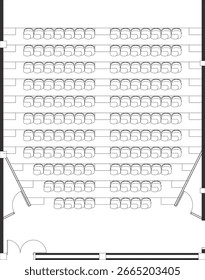 Muebles interiores Plan de diseño de auditorio Grande y cine con pasarelas Vector
