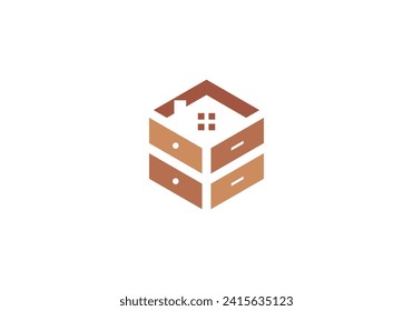 interior furniture logo design. home cabinet symbol icon template