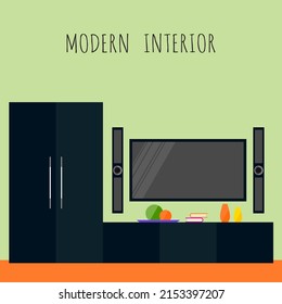 Interior Furniture Minimalist Funny Cartoon Decoration Card Background Template