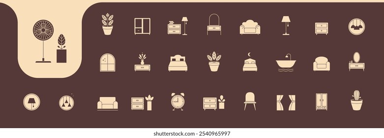 interior furniture property icon set design vector