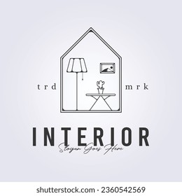interior furniture room logo symbol icon sign vector line art illustration design