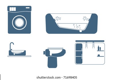 Interior furniture silhouette. Bathroom theme.