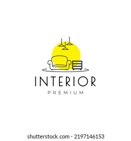 interior furniture sofa with lighting logo design