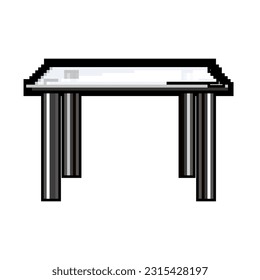 vector retro de arte de píxel de mesa de cristal interior. mesa de cristal interior. ilustración vintage antigua