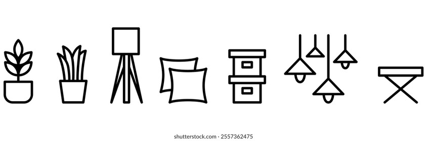 Interior graphic decorate in thin line style vector illustration graphic design