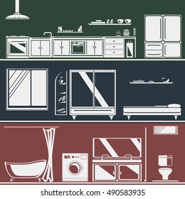 Interior Graphic Set. Household and Furniture Theme