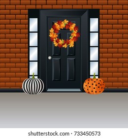 Interior Halloween with pumpkins