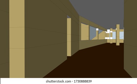 
interior, high-rise building, 3D visualization of space